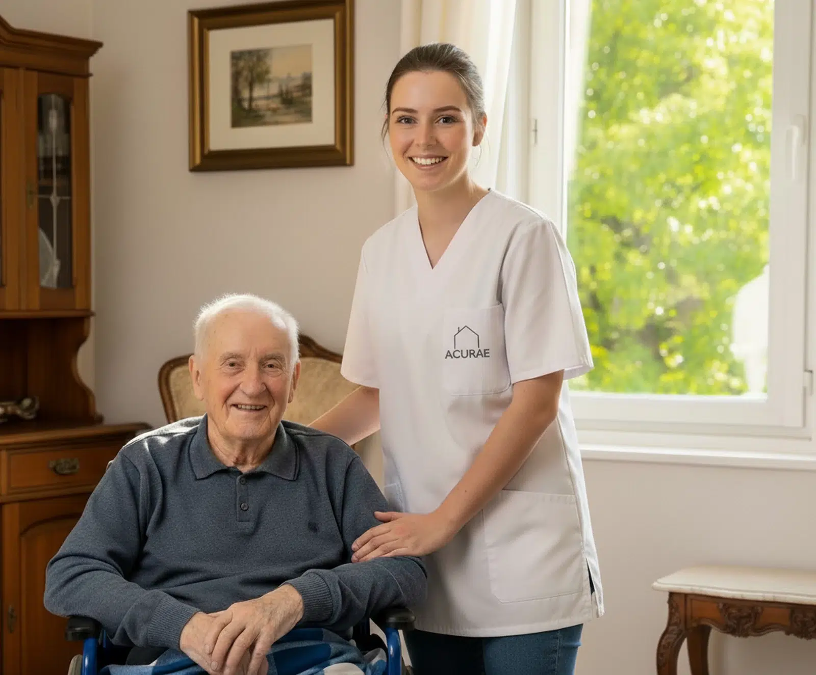 cuidadora joven de personas mayores a domicilio de Acurae