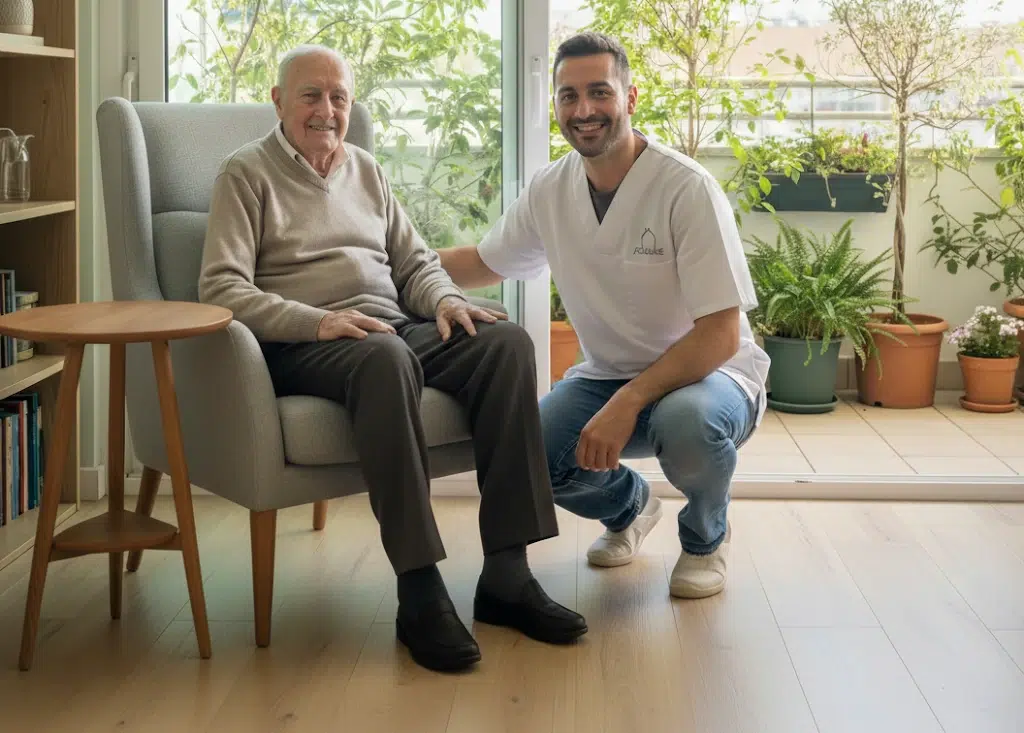 cuidador de hombre a domicilio de personas mayores